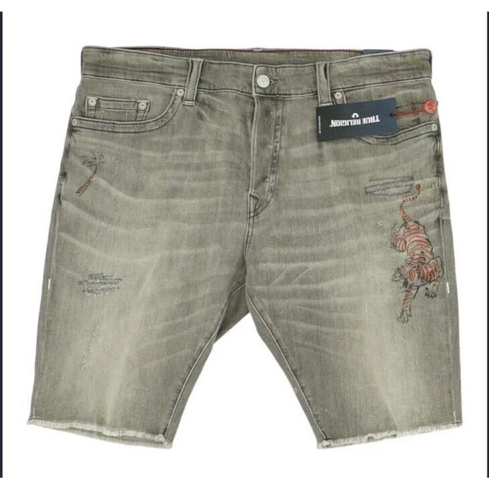 New True Religion Gray Denim Shorts $189 Size 40